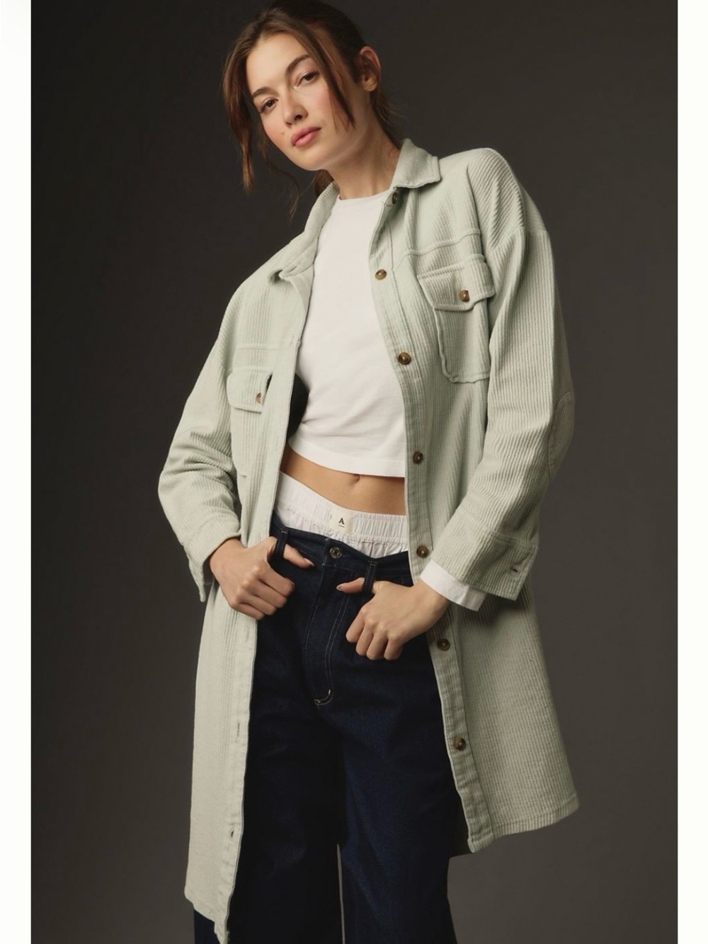Pilcro Light Cream Utility Shirt Jacket